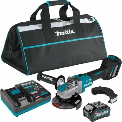 MAKITA Angle Grinder Kit: 5 in Wheel Dia, Brushless Motor, 4.0 Ah, 40V DC, Std Head - Makita Cordless Angle Grinders