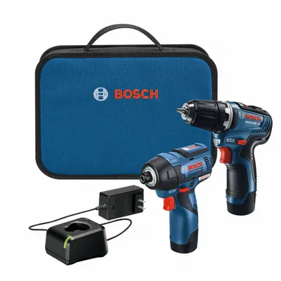 BOSCH Cordless Tool Combination Kit: 2 Tools, Drill/Impact Driver, 12 V DC Volt - Bosch 12V Cordless Tool Combination Kits