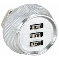 Combination cam lock with zinc die-cast, chrome-plated body and 1-1/4 in straight cam. Suitable for securing cabinets, lockers, and enclosures in industrial and commercial applications where keyless access is desired.