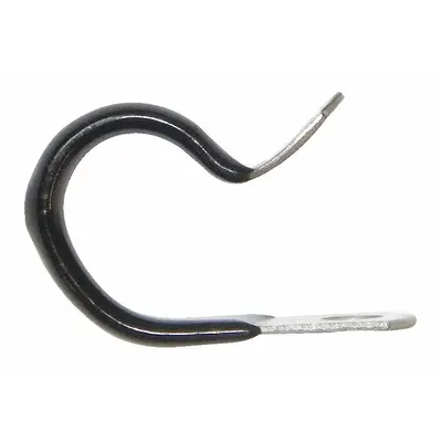 SUR&R Hanger Clamp: Hanger Clamp, Steel, 5/8 in Overall Lg, Hex Bolt, A/C Hose/Fuel Hose - Air Brake Hose Hanger Clamps