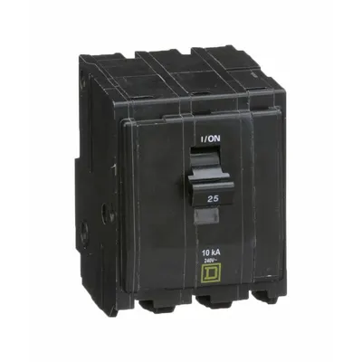 SQUARE D Miniature Circuit Breaker: 25 A, 120/240V AC, Three Phase, 10kA at 120/240V AC - QO Series, Plug-In Square D Miniature Circuit Breakers