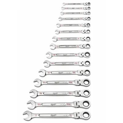 MILWAUKEE 15-Piece SAE 12-Point Ratcheting Combination Wrench Set - SAE 12-Point Ratcheting Combination Wrench Sets