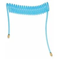 SPEEDAIRE Coiled Air Hose: 1/4 in Hose Inside Dia., Light Blue, Brass x Brass, MNPT x MNPT (MPN 1VEJ8)