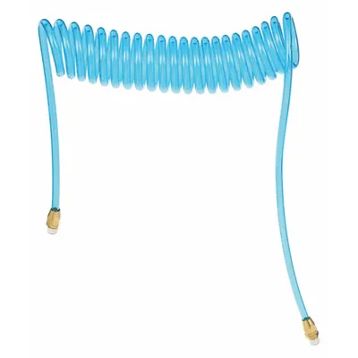 SPEEDAIRE Coiled Air Hose: 1/4 in Hose Inside Dia., Light Blue, Brass x Brass - Polyurethane Coiled Air Hose Assemblies with Polyurethane Cover