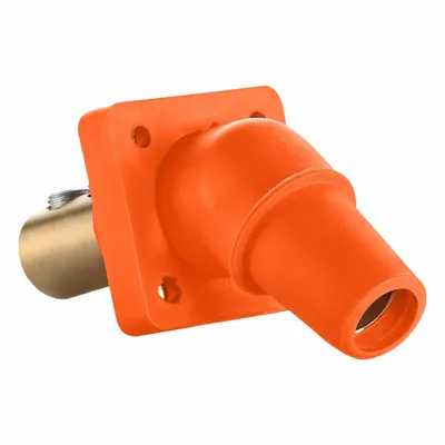 LEVITON Single Pole Receptacle: Orange, Angled Taper Nose Mating, Double Set Screw Termination - Receptacles with Set Screw Terminations