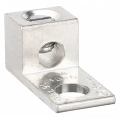 Tin-plated aluminum mechanical panelboard lug for terminating one copper or aluminum conductor from 14 AWG to 6 AWG. Used in electrical panelboards for power distribution in industrial and commercial settings.