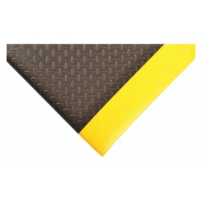 NOTRAX Antifatigue Runner: Diamond Plate, 4 ft x 60 ft, 1/2 in Thick, Black with Yellow Border - Wear-Resistant Antifatigue Mats