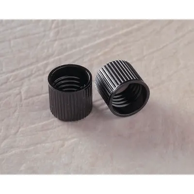 KIMBLE Cap: 18 mm Dia, Black, Phenolic, Rubber, 15-415 mm Screw Closure Size, Autoclavable - Screw On Caps
