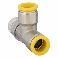 PARKER Push-Fit Tee Fitting: 12 mm OD x 12 mm OD x 3/8 in Pipe Size, Brass, 29 5/32 mm Overall Lg (MPN W171PLP-12M-6R)