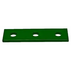 This steel splice flat plate with a powder-coated green finish is used to join and align strut channel sections in industrial support systems, such as cable trays, piping racks, and mechanical supports. It is classified as a fittings and brackets type.