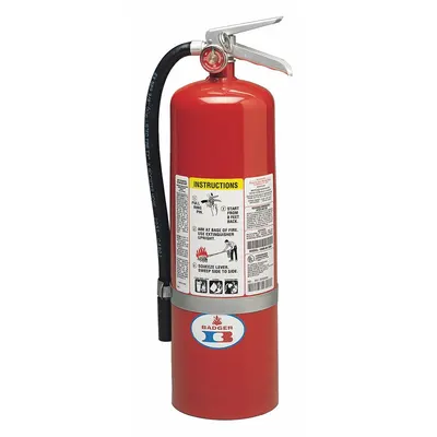 BADGER Fire Extinguisher: 10 lb Extinguisher Capacity, 4A:80B:C, Monoammonium Phosphate - Class ABC Fire Extinguishers