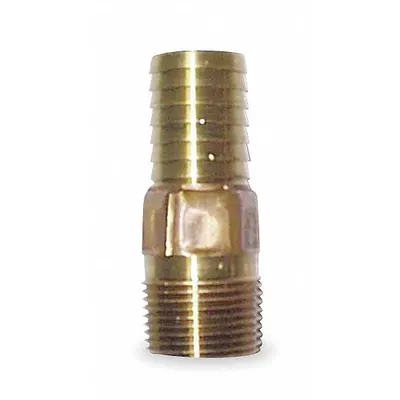 CAMPBELL Barbed Hose Fitting: For 1 1/4 in Hose I.D., Hose Barb x NPT, Male x Male - Red Brass Multipurpose (Air, Water, Chemical) Rigid Barbed Hose Fittings