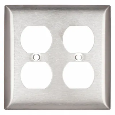 HUBBELL Wall Plate: Duplex Outlet, 2 Gang, Silver - General Purpose Wall Plates