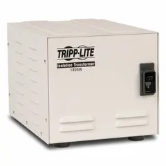 The TRIPP LITE IS1800HG is a hospital-grade isolation transformer with 120V input and 120V AC output, rated at 1800W. It features six NEMA 5-20R outlets and a NEMA 5-20P plug. This unit is used to provide electrical isolation for sensitive equipment in medical or laboratory settings.