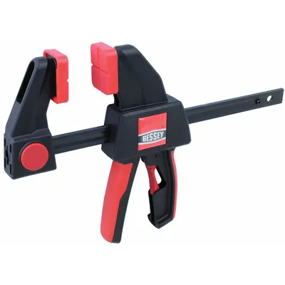 BESSEY Trigger Clamp: Soft-Touch Grooved, 12 in Max Jaw Opening, 6 1/4 in to 17 3/4 in - Dual-Function Trigger Clamps & Spreaders
