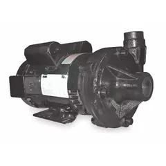 This 2 HP straight centrifugal pump features a TEFC motor enclosure for use in dusty or outdoor environments. The cast iron casing handles water transfer, irrigation, pressure boosting, and HVAC circulation. It operates on 115/230V AC, delivers up to 110 ft of head, and has a 1-1/2 in intake with a 1-1/4 in discharge.