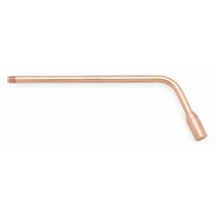 The HARRIS J-63-3 is a heating nozzle from the J-63 Series, Size 3, with a Tube & Head tip design. It is used with acetylene for preheating, bending, or straightening metal in industrial fabrication and repair. The focused flame pattern enables localized heating applications.