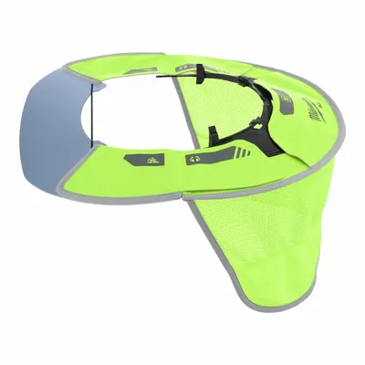 MILWAUKEE Sun Visor: Green, Polyester, Suspension-Mount - Hard Hat Visors with Neck Shades