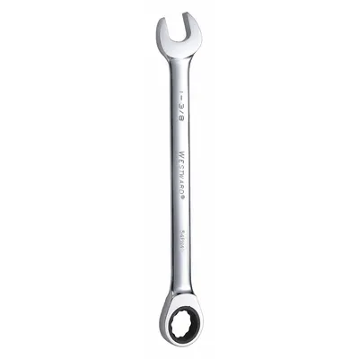 WESTWARD Combination Wrench: Alloy Steel, Chrome, 1 3/8 in Head Size, 18 in Overall Lg - SAE 12-Point Ratcheting Combination Wrenches