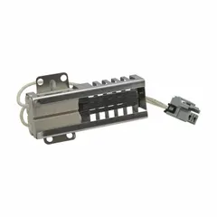 Universal hot surface igniter for gas-fired heating equipment. Silicon carbide construction with flat tip. Hardwired connection with 7-inch leads. Operates on 120V AC. Suitable for replacement of other OEM brands in furnaces, boilers, and similar appliances.