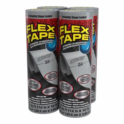 FLEX SEAL Roof Repair Tapes, Tools & Supplies: 12 in W, 10 ft L, 39 mil Thick, Gray - Roof Tapes