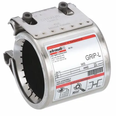 STRAUB Bolted Coupling: Polished 316 Stainless Steel, For Axial - Slide-On Stainless Steel Restraint Couplings