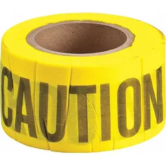 Barricade Tape, 3 in x 150 ft, Yellow, Caution Legend, Wood Fiber