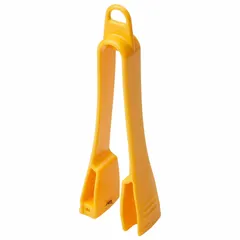 Handheld safety cutter for opening bags, sacks, and packaging. Features a straight handle with textured grip for secure control and a stainless steel blade for clean cuts. Yellow body. Overall length 5 5/16 in.