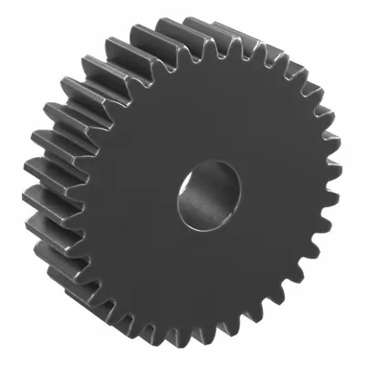 KHK GEARS Hubless Spur Gear: Module m 2, 32 Teeth, 15 mm Bore Dia, Black Oxide Coated Carbon Steel - Hubless Metric Spur Gears