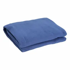 This standard disposable blanket is made of blue polyester and measures 60 inches wide by 86 inches long. It is intended for single-use applications in emergency response, first aid, and medical settings to provide basic warmth and comfort.