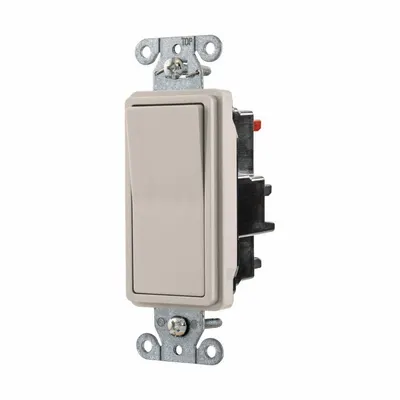 HUBBELL Wall Switch: Rocker Switch, 3-Way, Maintained, Light Almond, 120/277V AC - Rocker Wall Switches