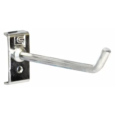 TRESTON Single Rod Pegboard Hook: 3 7/8 in x 3 15/16 in x 1 3/4 in, 5 Hooks, Screw-In - Hooks for Square-Hole Pegboard