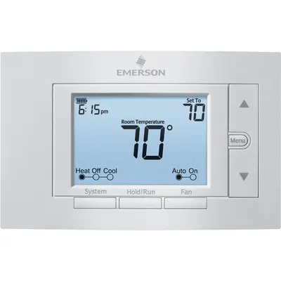 EMERSON Low Voltage Thermostat: Heat and Cool, Auto, 5-1-1/5-2/7 Day, Horizontal - Standard Thermostats