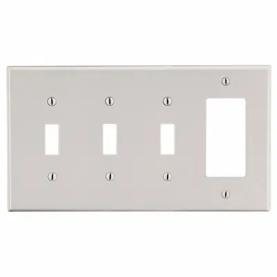 HUBBELL Wall Plate: Combo, 4 Gang, Almond - Combination Wall Plates