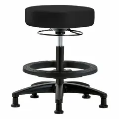 Vinyl Lab Stool, Height Range 19 3/4 in to 27 3/4 in, 17 in Seat Width and Depth, Fiberglass Base, 5 Glides, Foot Support, Not ESD Safe