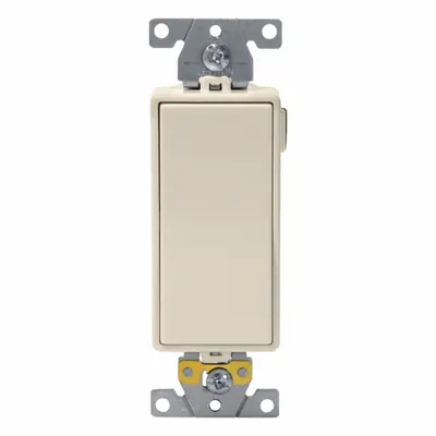 LEVITON Wall Switch: Rocker Switch, 3-Way, Maintained, Light Almond, 120/277V AC - Rocker Wall Switches