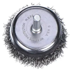 This light-cleaning brush from WEILER is designed for surface preparation and cleaning of carbon steel. With a 2 in brush diameter and 1/4 in shank, it is suitable for use with standard rotary tools. The crimped steel fill, 0.012 in diameter and 5/8 in length, effectively removes rust, paint, and light scale.