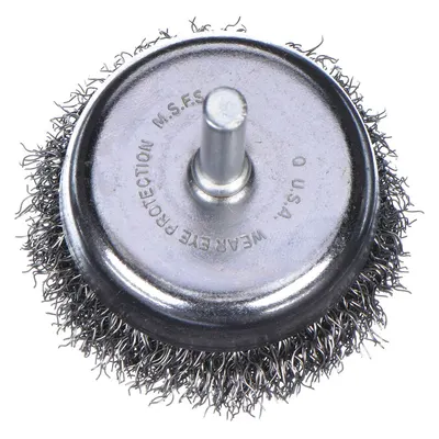 WEILER Cup Brush: Crimped Steel, 2 in Brush Dia, 1/4 in Shank, 0.012 in Fill Dia - Light-Cleaning Brushes for Carbon Steel