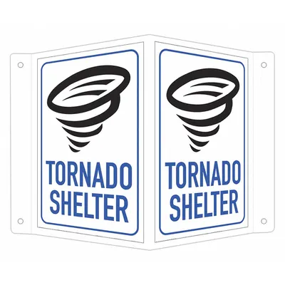 LYLE Emergency Sign: Aluminum, Mounting Holes Sign Mounting - V-Shape Projection Tornado Shelter Signs
