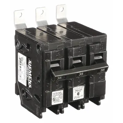 SIEMENS Miniature Circuit Breaker: 35 A Amps, 240V AC, 3 Poles - B Series, Bolt-On Siemens Miniature Circuit Breakers
