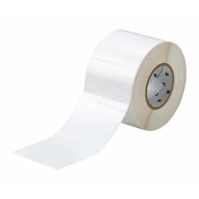BRADY Pre-Cut Label Stock Roll: 4 in x 4 in, Acrylic, Aggressive Adhesive/Permanent Adhesive - Brady Thermal Transfer Precut Label Rolls