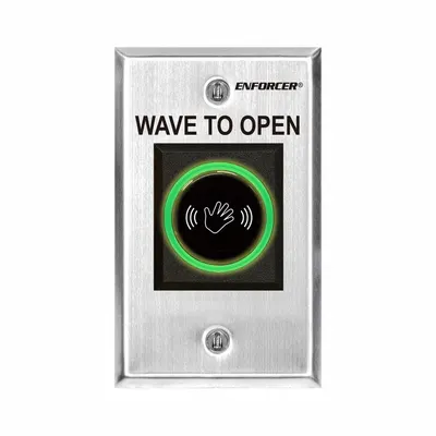 SECO-LARM Request to Exit Plate: 4 1/2 in Ht, 1 5/16 in Dp, 2 3/4 in Wd, Stainless Steel - Wave-to-Open Exit Devices