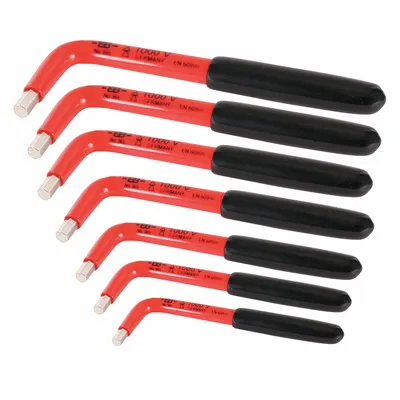 WIHA Hex Key Set: 6 - 10 Pieces, L, Metric, Std End, Long, 7 Pieces, Holder - Insulated Hex Key Sets