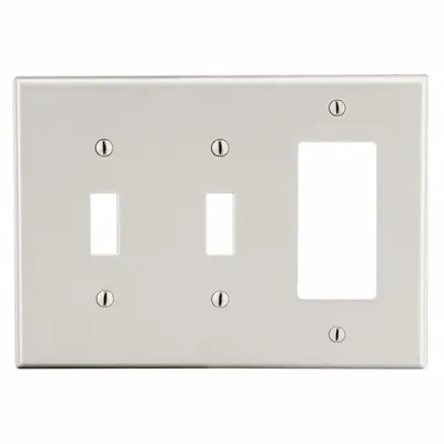 HUBBELL Wall Plate: Combo, 3 Gang, Almond - Combination Wall Plates