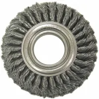 WEILER Double-Row Wire Wheel Brush: Twisted Steel, 8 in Dia x 1 1/8 in Wd, 2 in Arbor, 0.025 in Fill (MPN 09440)