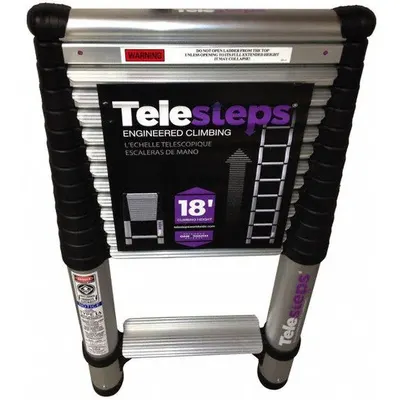 TELESTEPS Telescoping Ladder: 15 ft Ladder Size, Aluminum, 300 lb Load Capacity - Lightweight Aluminum Telescoping Extension Ladders