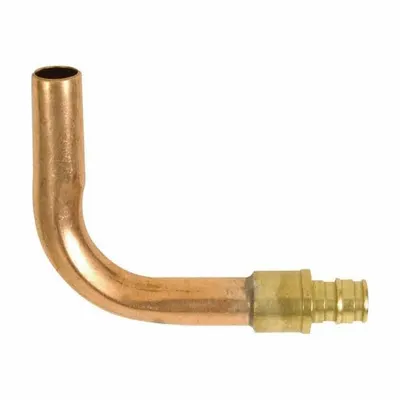 UPONOR Barbed Fitting Adapter: 1/2 in ID x 1/2 in Pipe Size, Barbed, Brass - Expansion Brass Barbed Tube Fittings