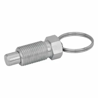 JW WINCO Indexing Plungers with Pull Ring: Steel Body w/ SS Plunger - Nonlocking Pull-Ring Retractable Spring Plungers