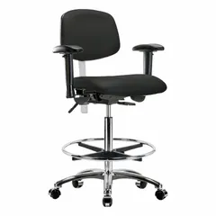 Vinyl Cleanroom Task Chair with Arms, Adjustable Height 26 1/4" to 36", Seat Width 18 1/2", ISO 5, Aluminum Base