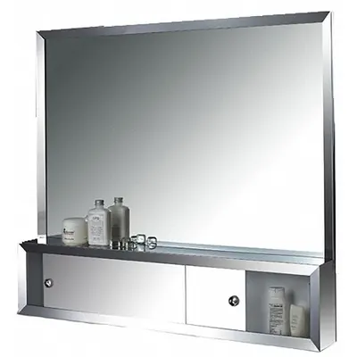 KETCHAM Cosmetic Box: Rectangular, Glass, 32 in Overall Ht, 24 in Overall Wd - Mirrored Medicine Cabinets